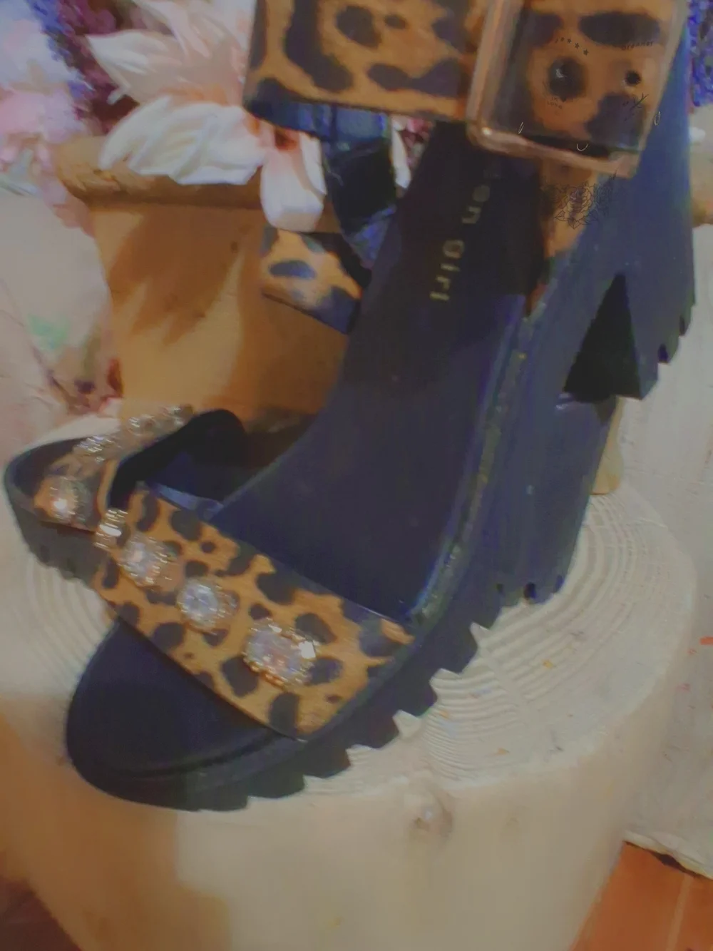 Platform Steve Madden Leopard Print Gem-Embellished Women's Platform Sandals